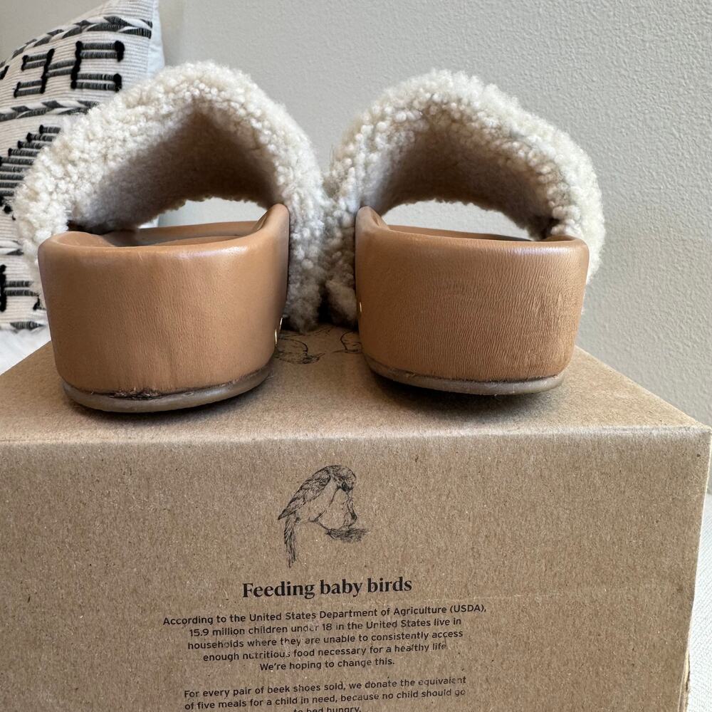 Beek Pelican Shearling Slides Sandals Women's Size 9 Platform Natural/Honey - Picture 4 of 11